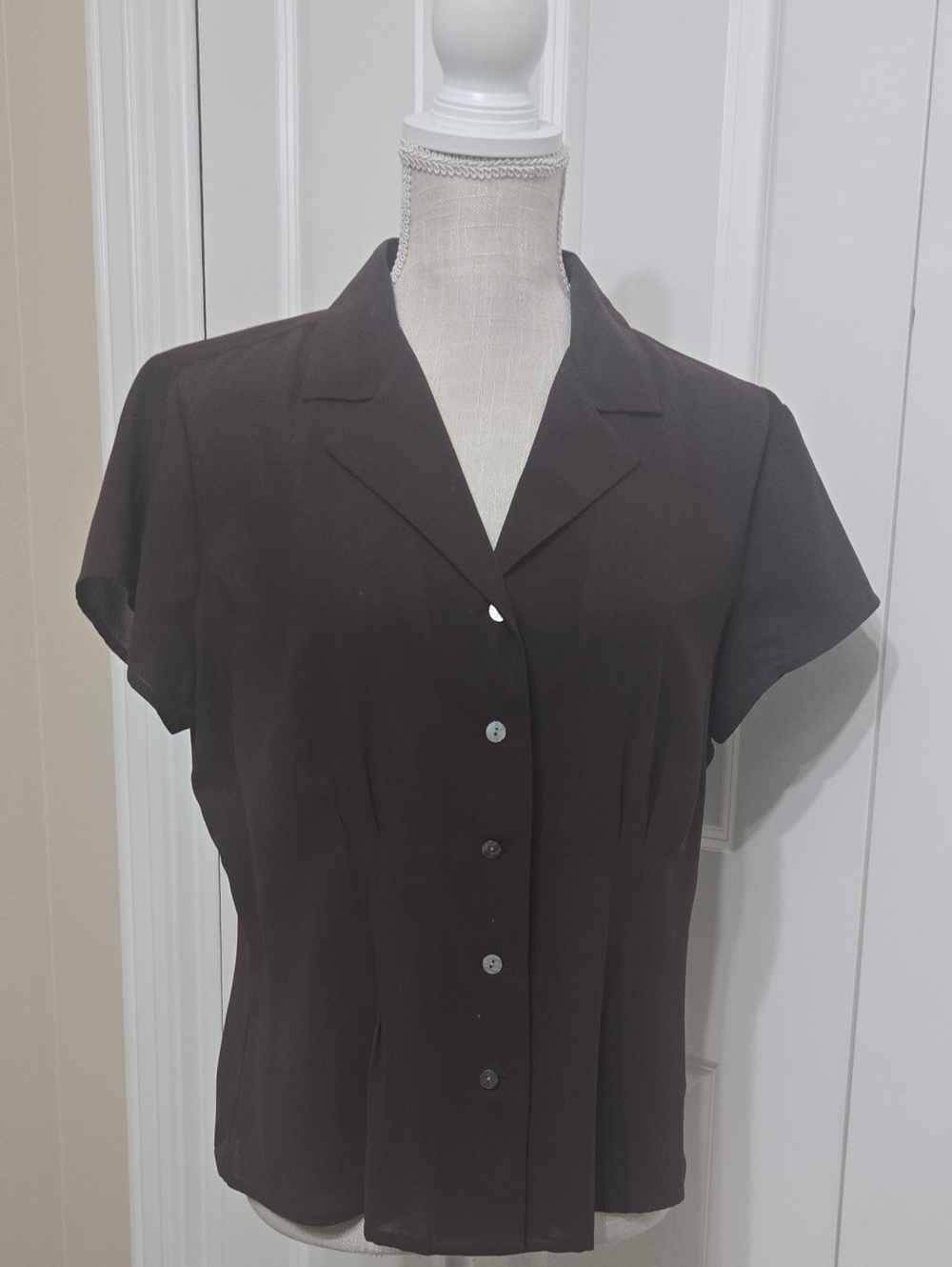 Covington Brown Short-Sleeve Button-Front Shirt Sz L